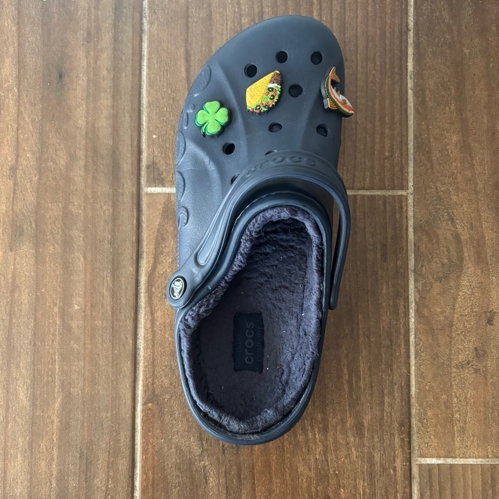 Crocs Classic Lined Clog M10 W12 Navy Blue Single Left Shoe With Jibbitz
